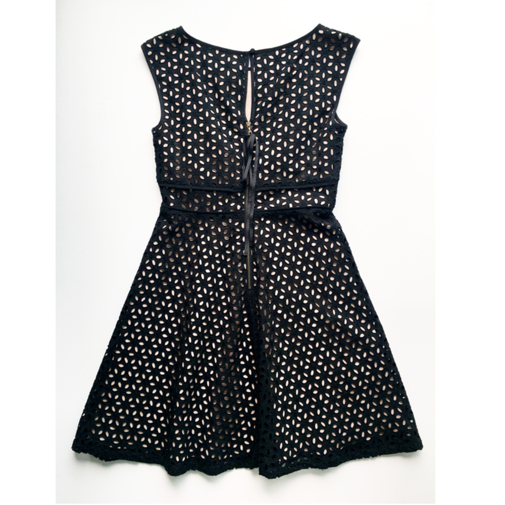 Ann Taylor LOFT Eyelet Dress in Black/Peach - Picture 2 of 6